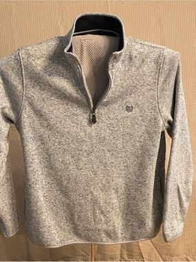 Chaps Light Gray Quarter-Zip Pullover